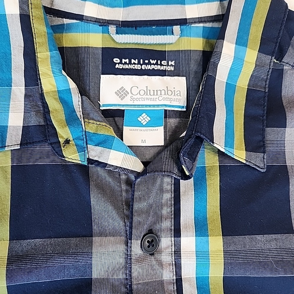 Columbia Omni-Wick Advanced Evaporation Shirt Blue Plaid Ls Button Up Mens M - Picture 3 of 9